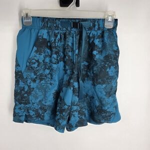 Nike Dri Fit Court Advantage 9" Tennis Shorts Teal Camo Topographical Belt Large